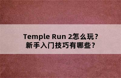 Temple Run 2怎么玩？新手入门技巧有哪些？